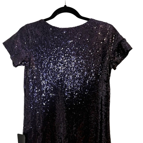 Lulu's Light Up The Night Navy Sequin V-Neck Shirt Dress- Size XS - Picture 10 of 13